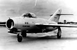 The MiG-15  entered service early in 1949. Later in the year, the improved MiG-15bis version appeared, and a two-seat trainer version, the MiG-15UTI, was also introduced. In 1950, Western air forces were surprised at the combat capability of the new design in the skies over Korea. The MiG-15 could out-climb, out-turn, and fly higher than the US-built F-86 Sabre. Fortunately, Allied pilots were better-trained and had better equipment installed in their aircraft, and they prevailed against the MiG.